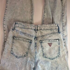 Guess Distressed Bleached Acid Wash Wide Leg Crop Jeans - SZ 27 Orig $108